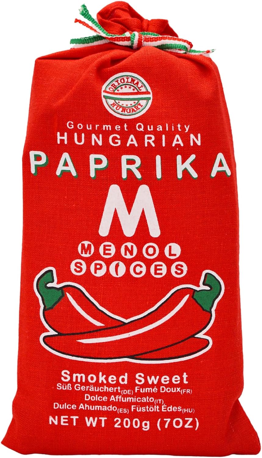 Menol Spices Authentic Hungarian Smoked Paprika Powder (Smoked Sweet 200G) Premium Gourmet Quality, Incredible Smokey Flavour, Vibrant Red, Produced In Region Of Szeged, Hungary