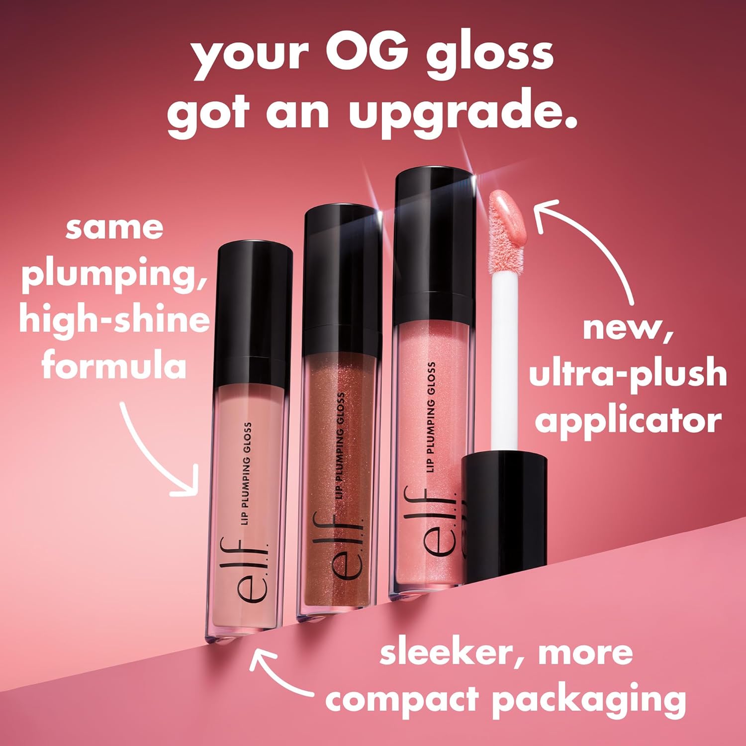 E.L.F. Lip Plumping Gloss, Hydrating, Nourishing, Invigorating, High-Shine, Plumps, Volumizes, Cools, Soothes, Sparkling Rosé, Shimmer, 0.09 Oz : Beauty & Personal Care