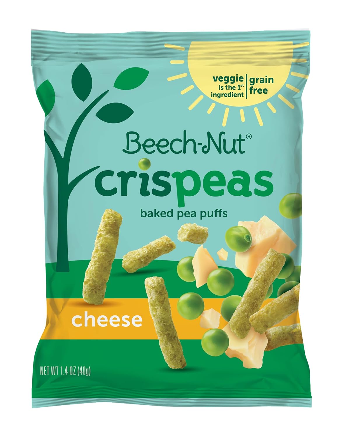 Beech-Nut Crispeas Cheese Baked Pea Puffs Toddler Snack, 1.4 oz Bag