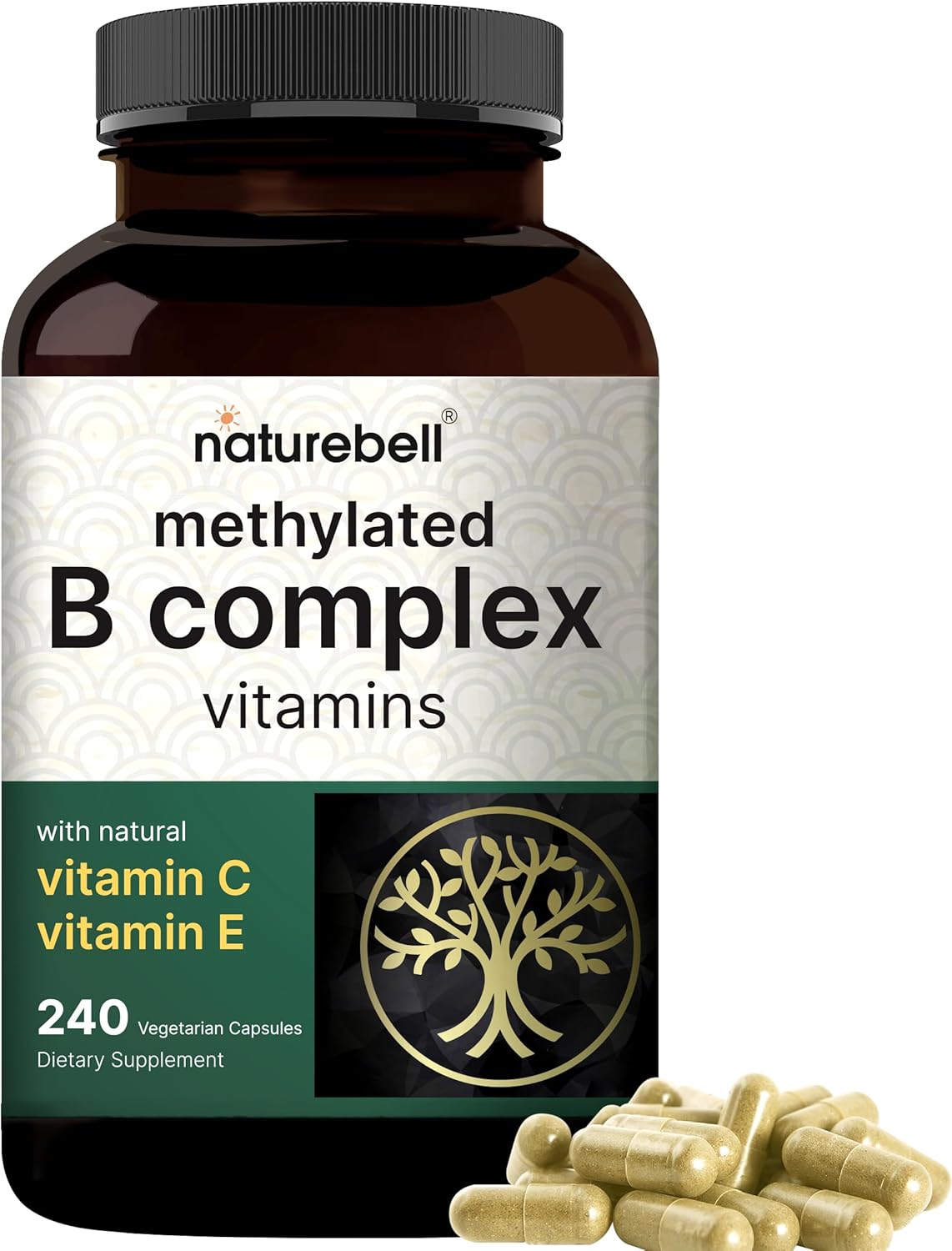 Naturebell Magnesium Glycinate Capsules 500Mg & Vitamin B Complex For Women 240 Veggie Capsules Bundle Pack | Chelated & Purified Mineral | Immune, Energy & Prenatal Support