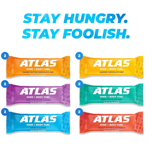 Atlas Protein Bar, 20G Protein, 1G Sugar, Clean Ingredients, Gluten Free Whey Variety, 36 Count