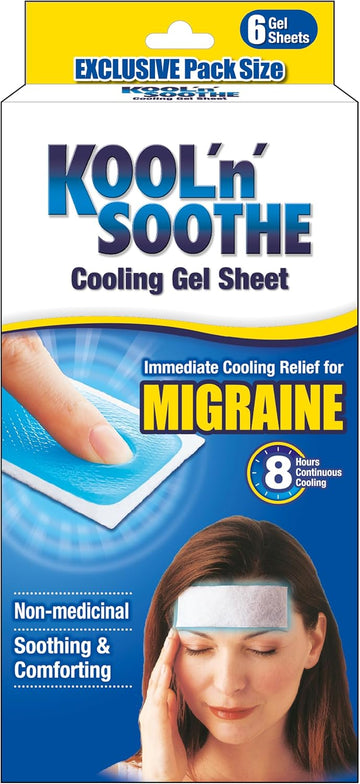 Kool'N'Soothe Cooling Gel Sheet Migraine 6 Gel Sheets (Pack Of 2)