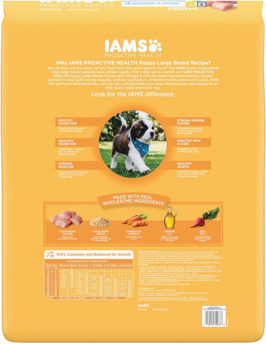 IAMS Proactive Health Puppy Food Large Breed Dry Dog Food with Real Chicken, 30.6 lb. Bag