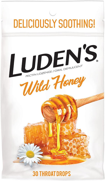 Luden's Deliciously Soothing Throat Drops, Wild Honey Flavor, 30 Count