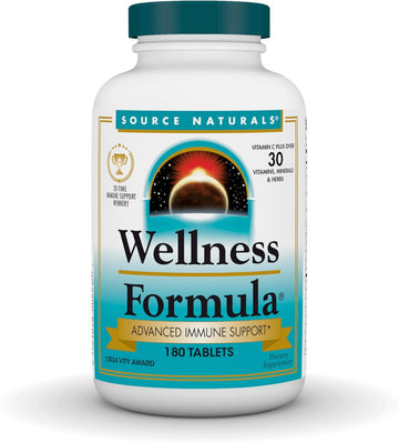 Source Naturals Wellness Formula Bio-Aligned Vitamins & Herbal Defense - Immune System Support Supplement & Immunity Booster* - 180 Tablets