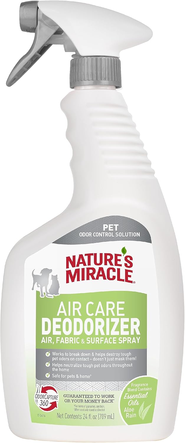 Nature’S Miracle Air Care Deodorizer Air, Fabric And Surface Spray Aloe Rain Scent, 24 Ounces, Pet Odor Eliminator