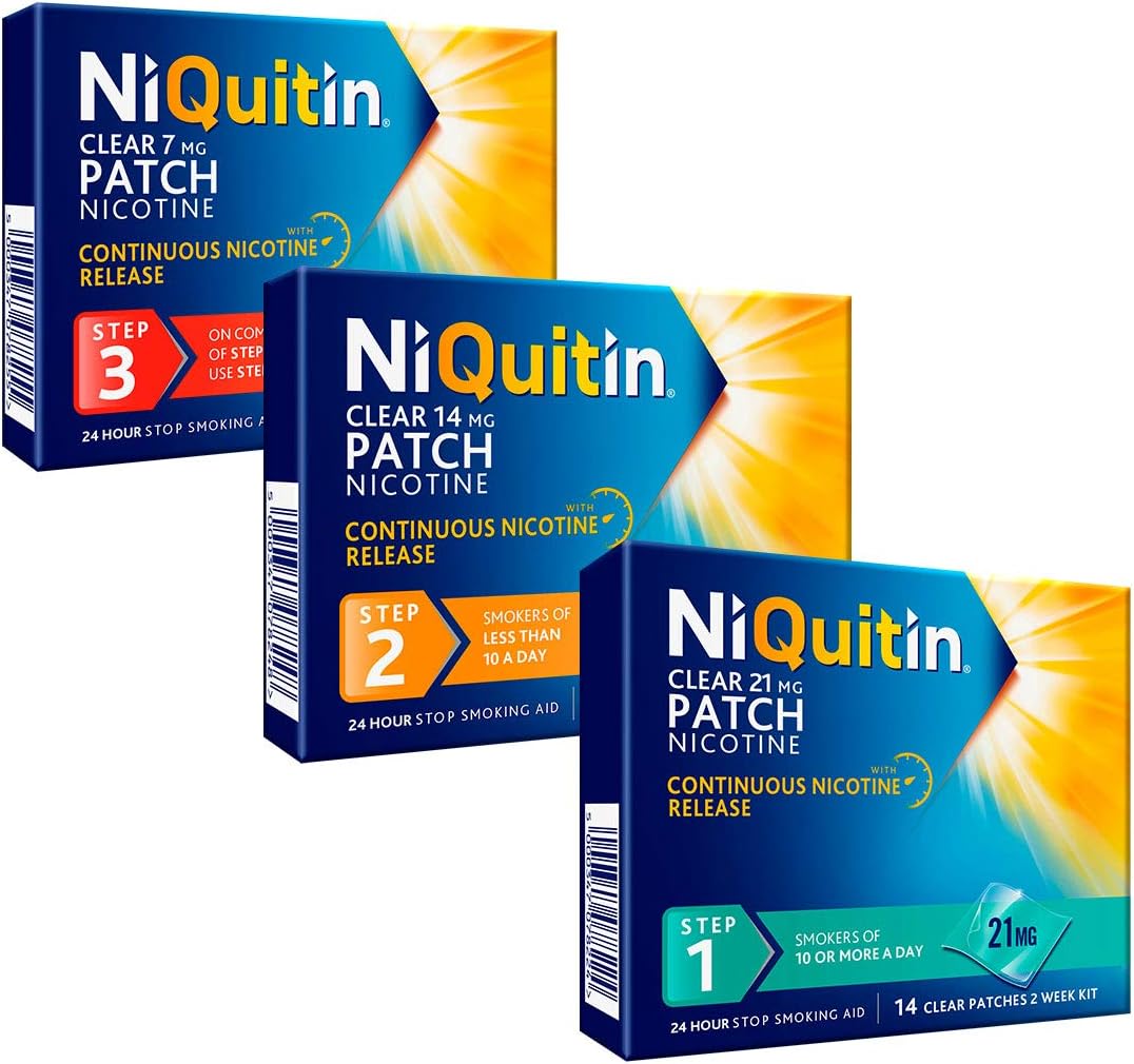 Niquitin Nicotine Patches Step 1, Step 2 And Step 3 Bundle - 10 Week Quit Smoking Program – Smokers Of 10 Or More Cigarettes A Day - Stop Smoking Aid