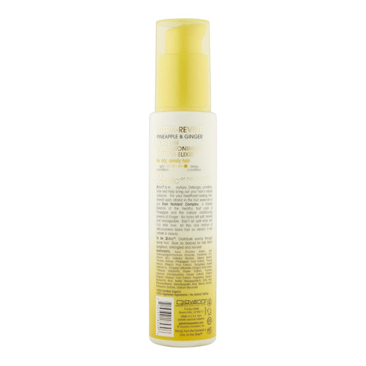 Giovanni 2Chic Ultra-Revive Leave In Conditioner - Anti-Frizz Styling Elixir To Help Moisturize Dry, Unruly Hair, Enriched With Pineapple & Ginger, Works Great With Curly Hair, Color-Safe - 4 Oz