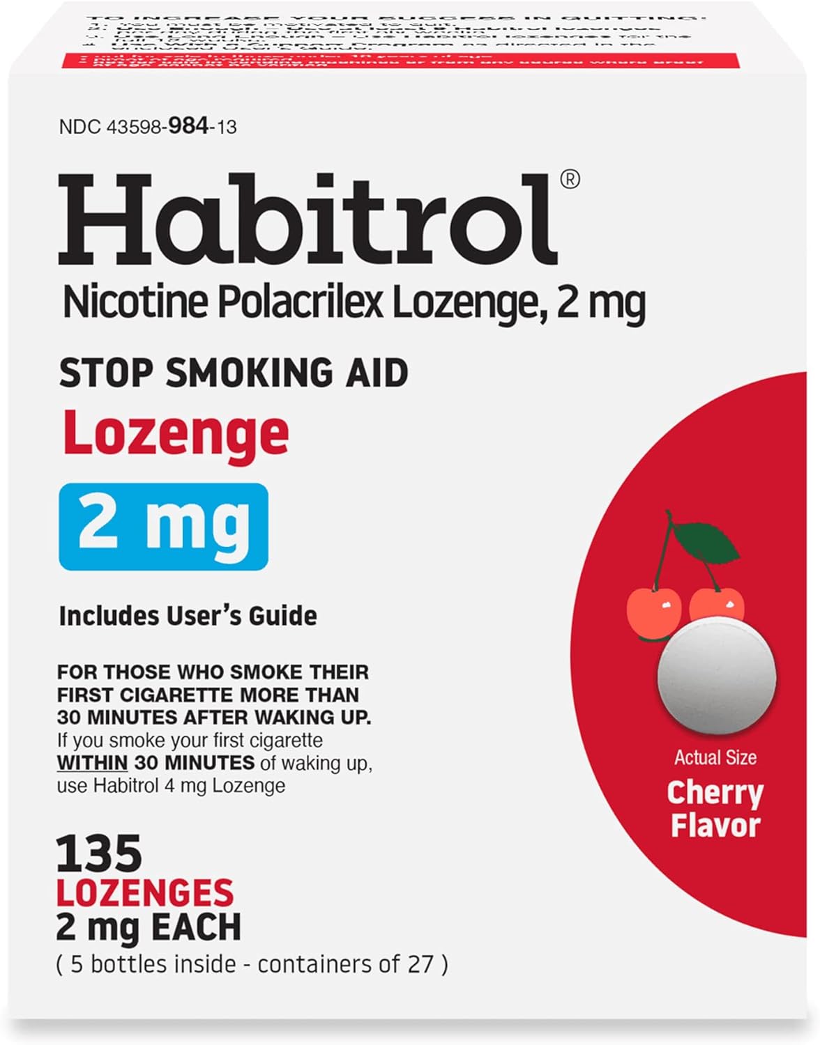 Habitrol Nicotine Lozenges 2 mg Cherry Flavor ? 135 Count ? Stop Smoking Aid ? Reduce Cravings and Withdrawal Symptoms