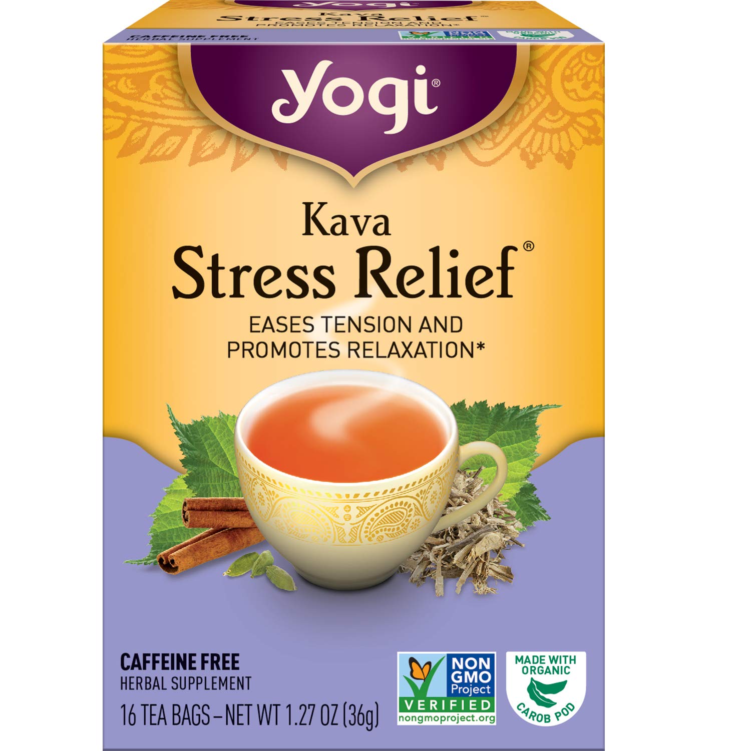 Yogi Tea - Kava Stress Relief (6 Pack) - Eases Tension And Promotes Relaxation - Caffeine Free - 96 Herbal Tea Bags