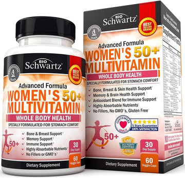 Daily Multivitamin for Women 50 & Over – Memory Support Supplement – Promotes Stress Reduction & Healthy Immune Response – Women's Multivitamin Supplement Designed for Stomach Comfort - 60 Capsules : Health & Household