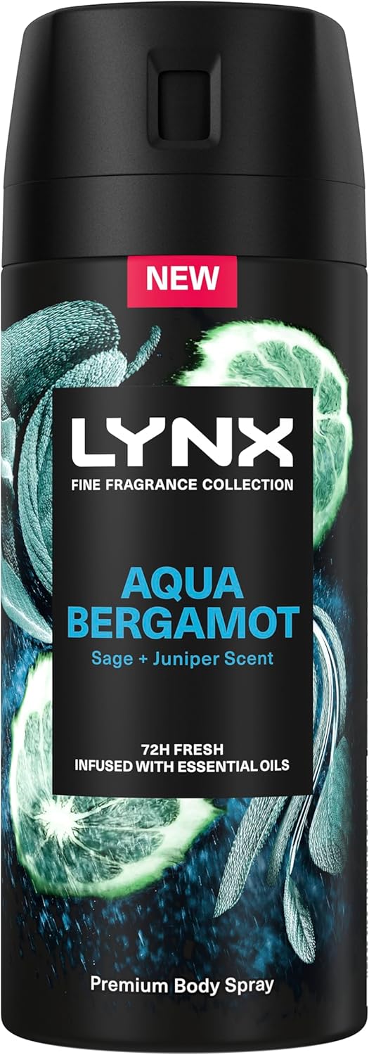 Lynx Fine Fragrance Collection Aqua Bergamot Premium Deodorant Bodyspray 150 Ml