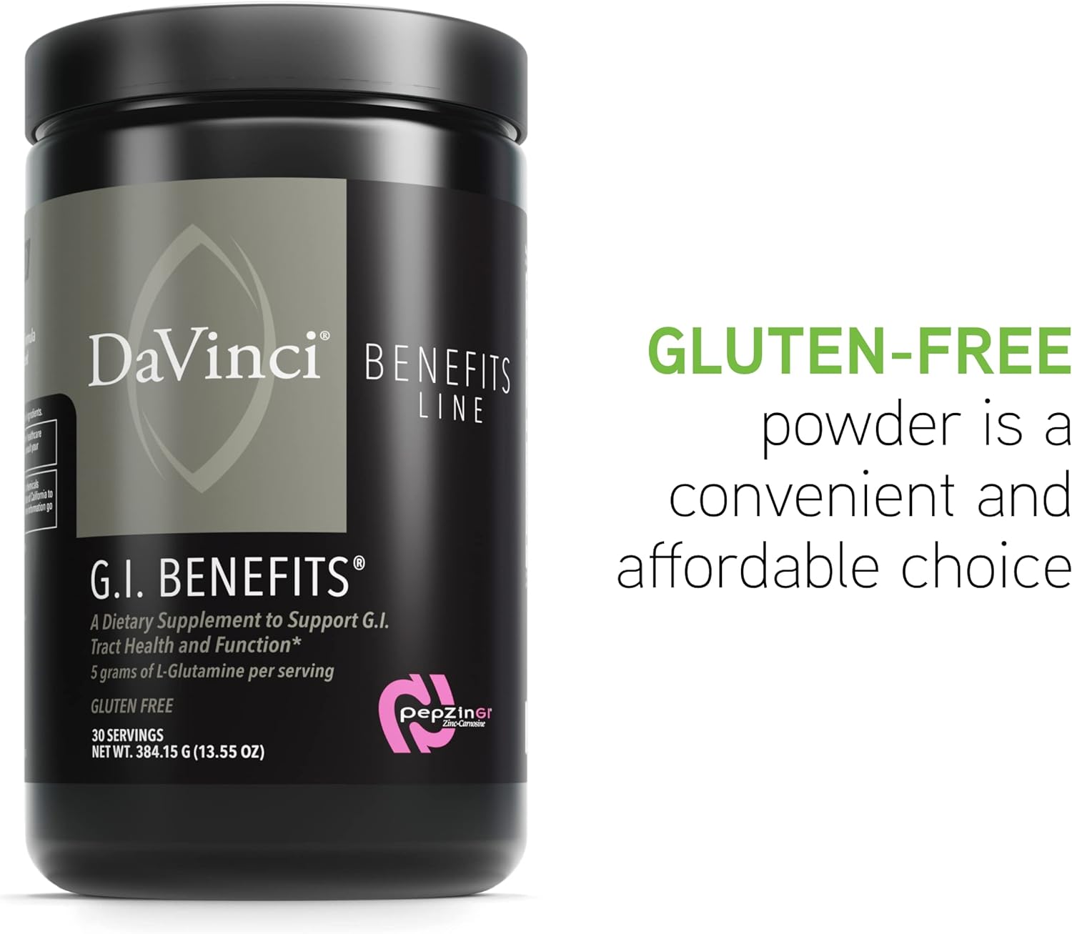 DAVINCI Labs GI Benefits - Digestive & Gut Health Supplement Powder with Zinc, L-Glutamine & More - Helps Support Immune System* - 30 Servings (13.55 oz)