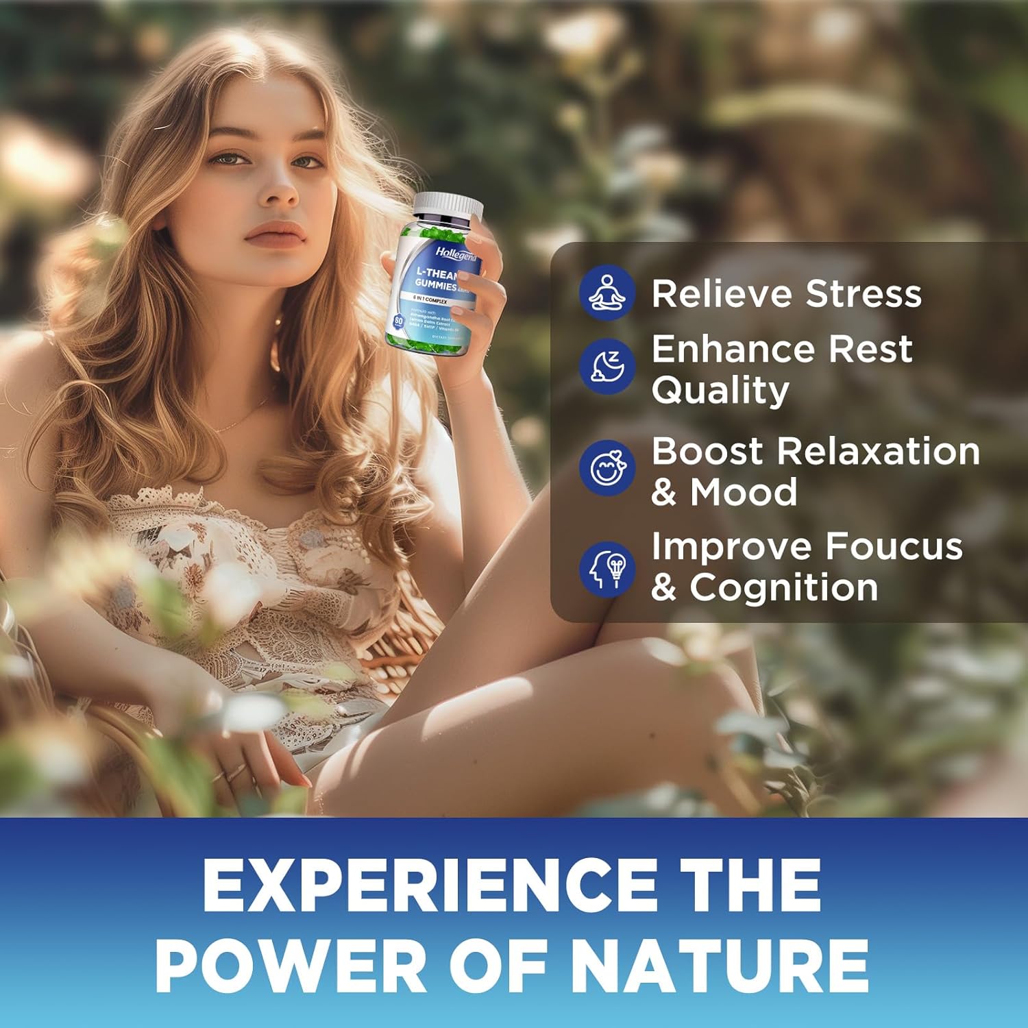 L-Theanine Gummies, L'Theanine 400Mg With Ashwagandha, Gaba, 5Htp,L-Theanine Chewable Supplement For Relax, Zzz & Focus Support, Vegan, Lemon Flavor, 60 Counts : Health & Household