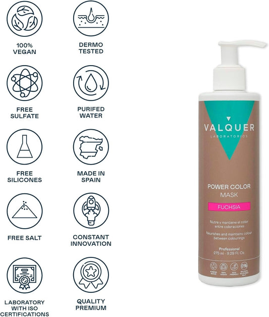 V?Quer Professional Power Colour Mask Dyed Hair Vegan And Sulfate (Fuchsia) Hair Colour Enhancer - 275Ml