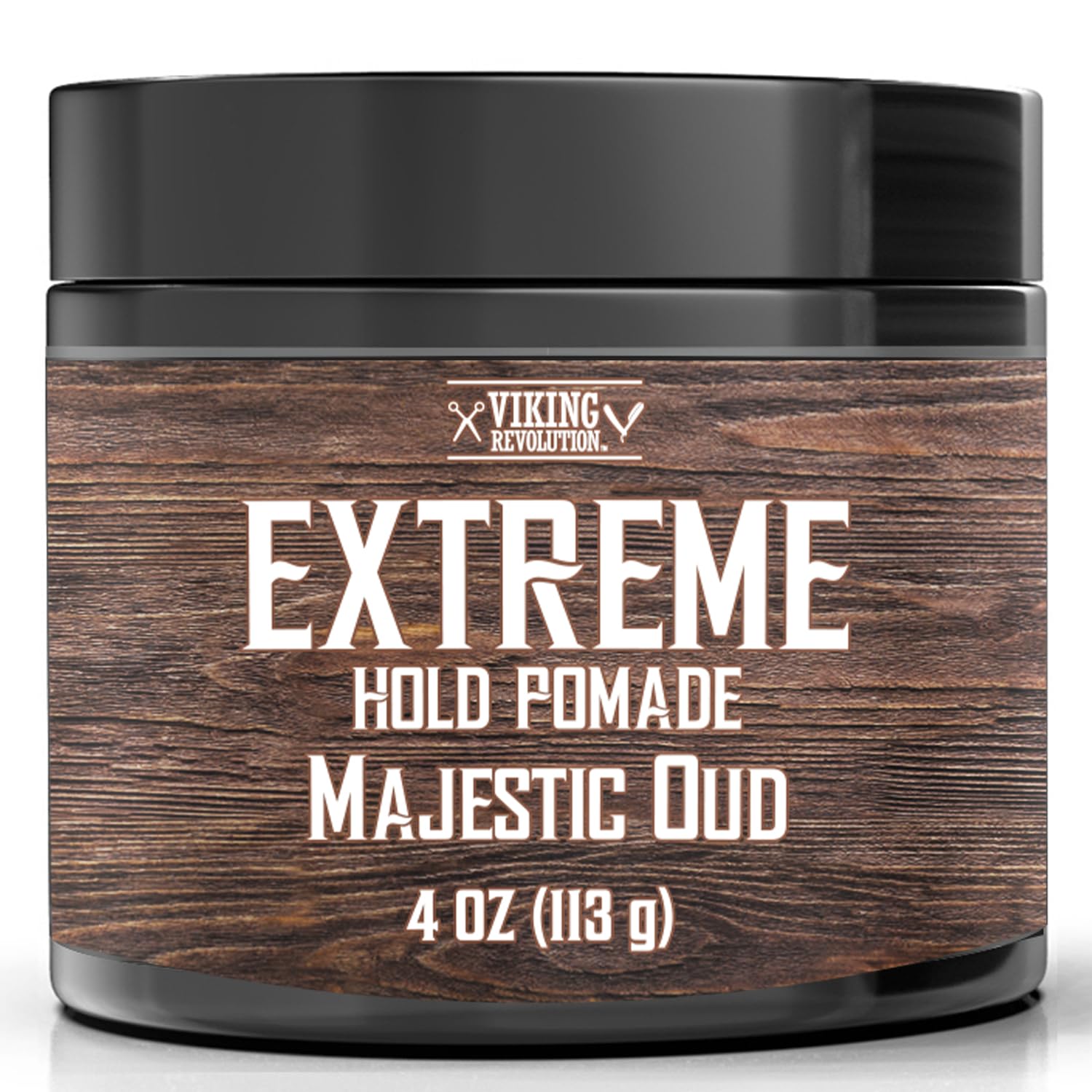 Viking Revolution Majestic Oud Hair Pomade For Men - Extreme Hold Hair Gel For Men Water Based - Mens Pomade Extra Firm Mens Hair Pomade Strong Hold - High Shine Mens Hair Cream (4Oz)