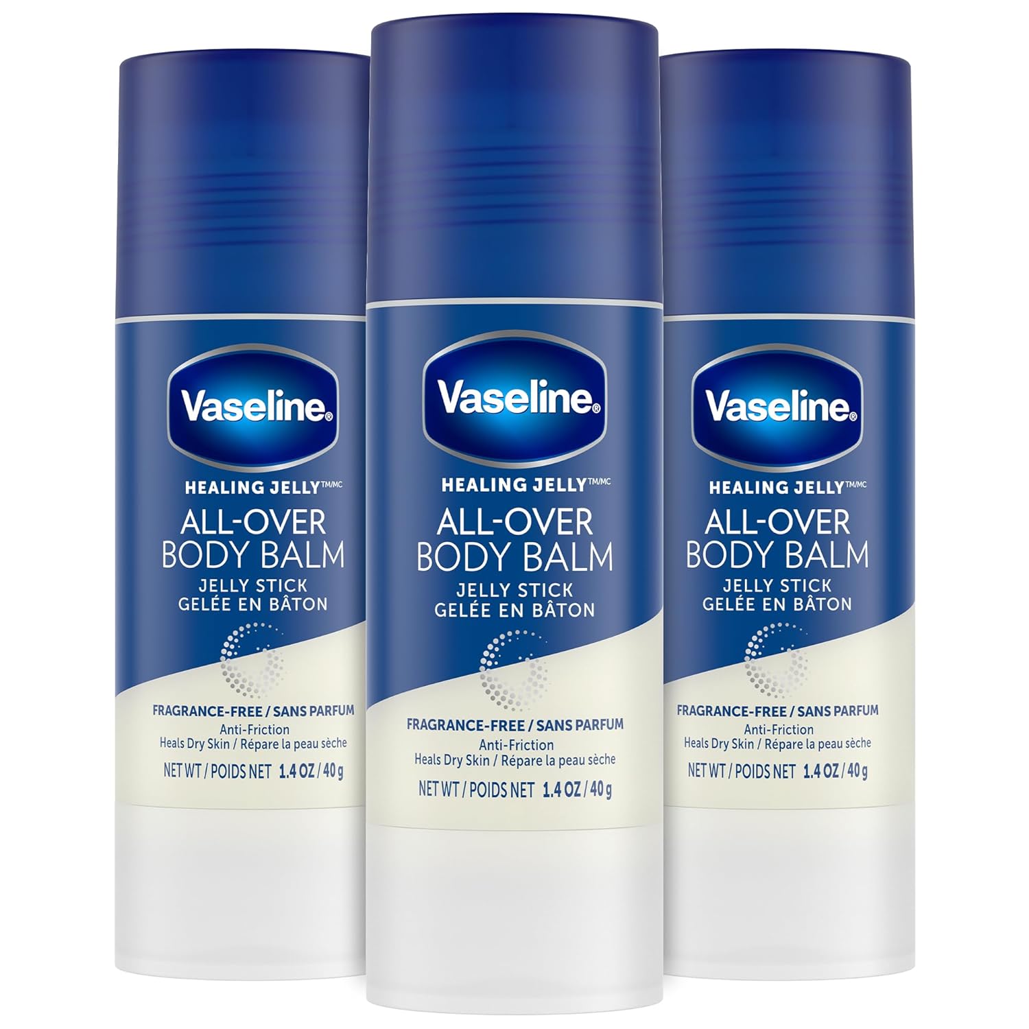 Vaseline All Over Body Balm Jelly Stick, Travel Size – Chafing Stick, Vaseline Lotion For Extremely Dry Skin, Petroleum Jelly Sticks With Vitamin E For Glowing Skin, Unscented, 1.4 Oz Ea (Pack Of 3)