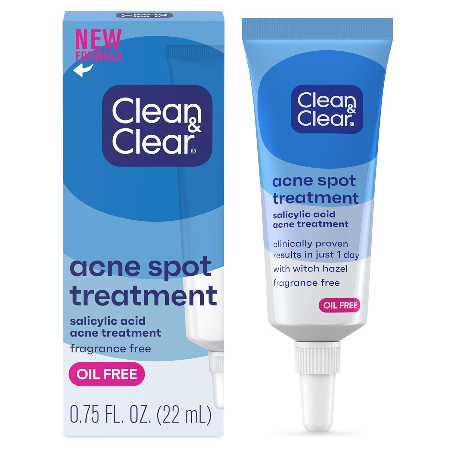 Clean & Clear Advantage Acne Spot Treatment Gel Cream, 2% Salicylic Acid Acne Medication, Witch Hazel, Oil-Free Gel Pimple Cream For Adults & Teens, Salicylic Acid, 3 X.75 Fl. Oz