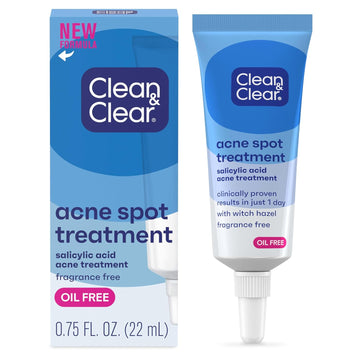 Clean & Clear Advantage Acne Spot Treatment Gel Cream, 2% Salicylic Acid Acne Medication, Witch Hazel, Oil-Free Gel Pimple Cream For Adults & Teens, Salicylic Acid, 3 X.75 Fl. Oz