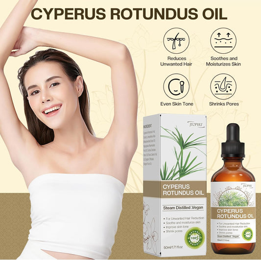 Cyperus Rotundus Oil: Natural Cyprus Rotundus Oil For Hair Removal - Reduces Unwanted Hair Growth Organic Moisturizer For Women'S Smooth Skin Care 50Ml/1.71Fl.Oz