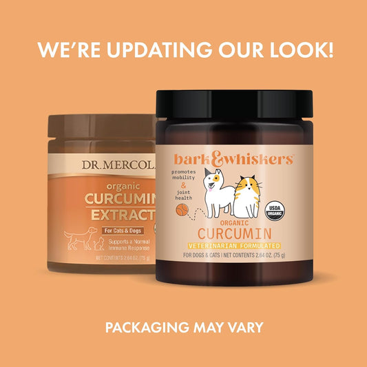 Bark & Whiskers Organic Curcumin, 2.64 Oz. (75 G), 300 Scoops, Promotes Mobility & Joint Health, Veterinarian Formulated, Non-Gmo, Certified Usda Organic, Dr. Mercola
