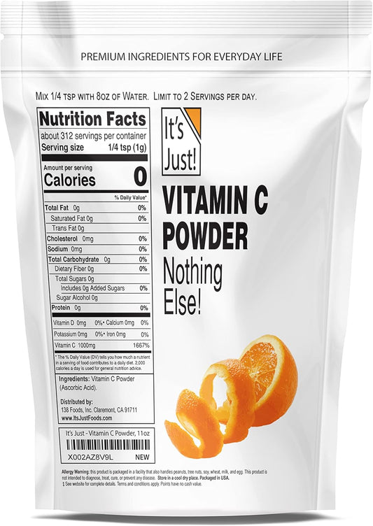 It'S Just! - Vitamin C Powder, 100% Pure Ascorbic Acid, Food Grade, Immune Support, Homemade Cosmetics (11Oz)