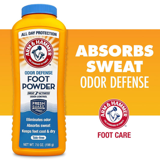 Arm & Hammer Foot Powder For Shoes & Feet, Talc-Free Odor & Moisture Control For Men & Women, 7 Oz (3 Pack)