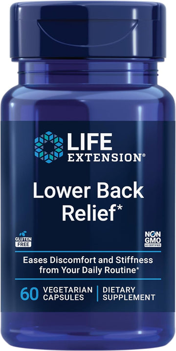 Life Extension Lower Back Relief, Chinese Chaste Tree, Ginger Extract, for Lower Back discomfort and Occasional Stiffness, Non-GMO, Gluten Free, Vegetarian, 60 Capsules