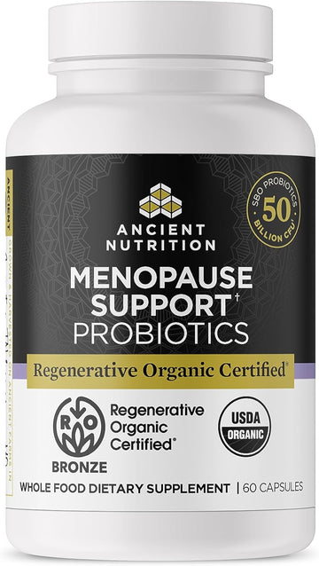 Ancient Nutrition Regenerative Organic Certified Probiotics For Menopause Support, Probiotics Menopause Support, Healthy Digestion And Women’S Health Support, 50 Billion Cfus* Per Serving, 60 Count