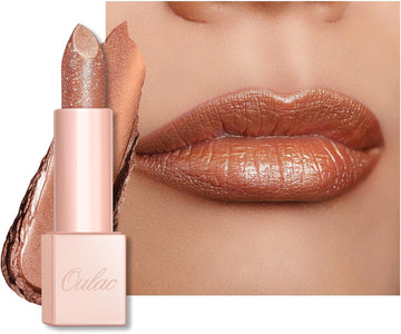 Oulac Bright Pink Glitter Lipstick - Moisture Tinted Lip Balm, Metallic Sparkly Finish, Dusky Rose Shiny Lipstick, Creamy Brilliant Lip Color, Infused With Shea Butter, Vegan D02 Sparkle Sensation