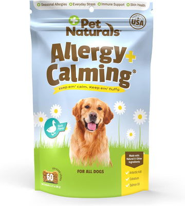 Pet Naturals Allergy Plus Calming Supplement For Dogs, Soft Chew, Duck Flavor, 60 Ct