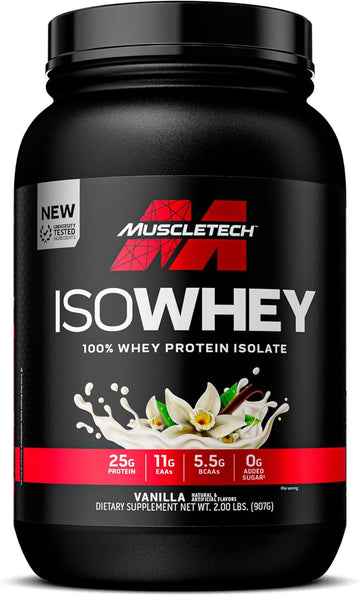 Muscletech| Isowhey | Whey Protein Isolate Powder| Muscle Builder For Men & Women | Post Workout Recovery Supplement | Vanilla | 2 Lbs | 30 Servings