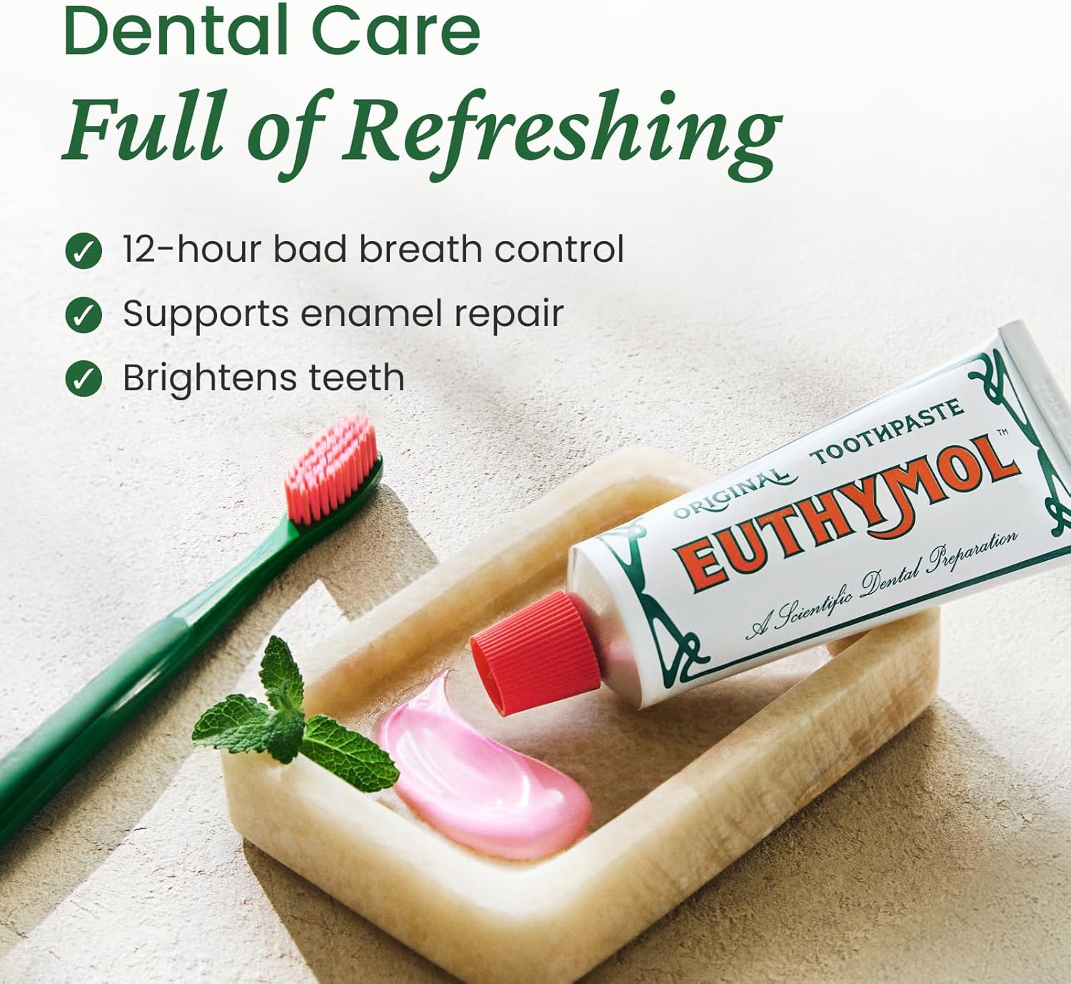 EUTHYMOL Original Toothpaste (3.7fl oz, Pack of 5) - Fluoride-Free Toothpaste for Sensitive Teeth & Gum. Bad Breath, Cavity Prevention, 12-Hour Long Lasting Freshness with Wintergreen. : Amazon.co.uk: Health & Personal Care