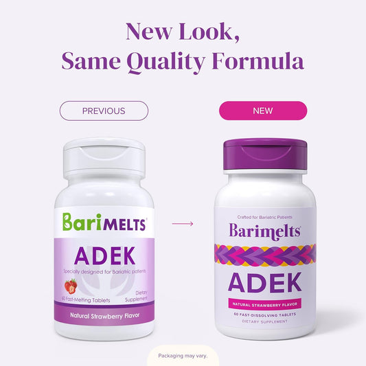 Barimelts Adek - 60 Fast-Dissolving Tablets (2-Month Supply) - Sugar-Free Bariatric Vitamins For Women Including Vitamin A, Vitamin D, Vitamin E & Vitamin K, Natural Strawberry Flavor?
