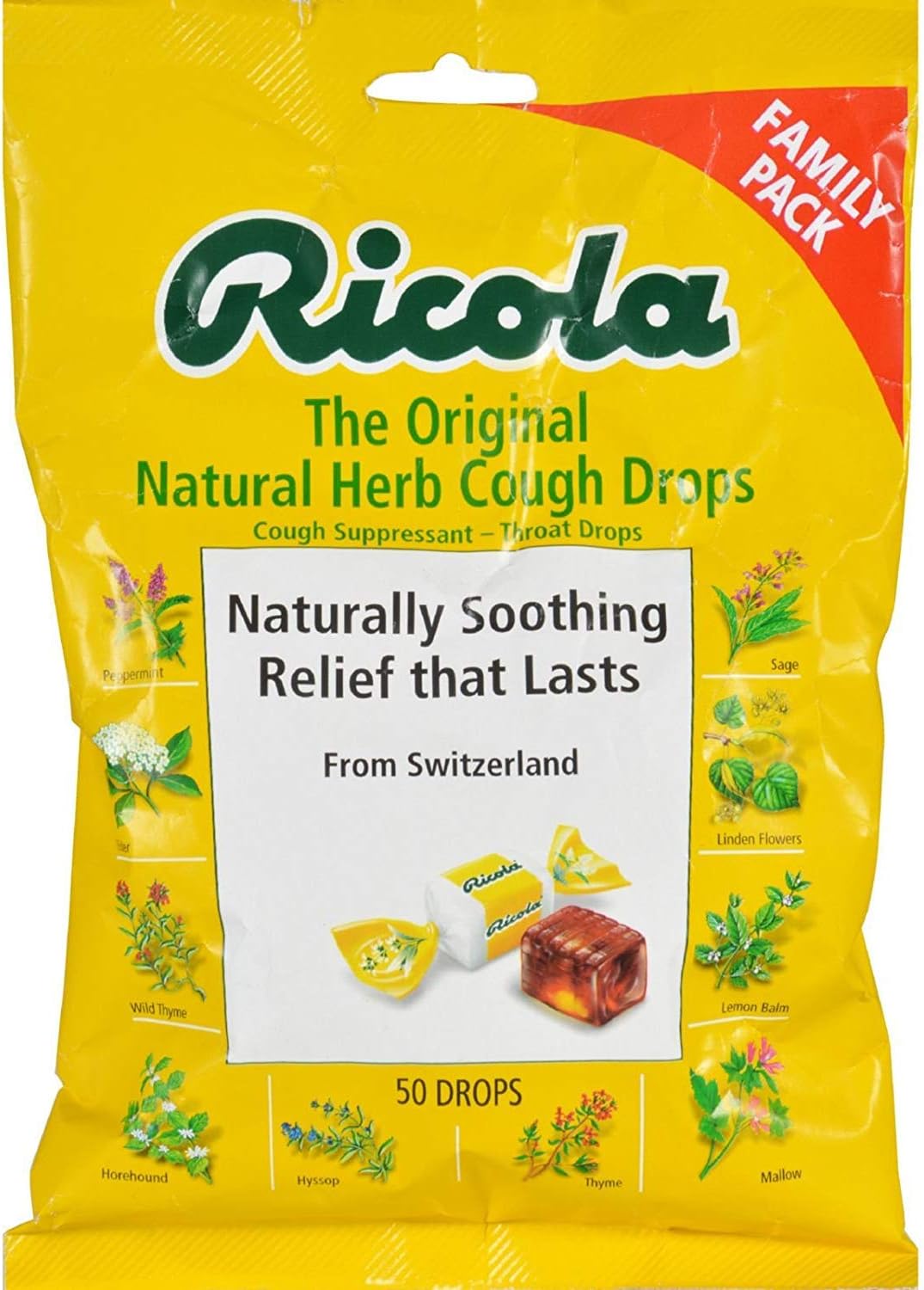 Ricola Natural Herb Cough Drops 50 Each (Pack of 4)