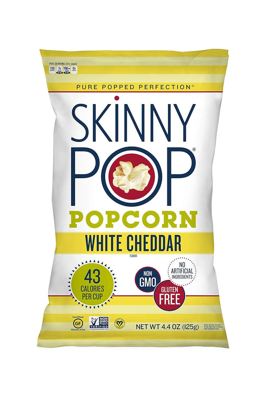 Skinnypop Popcorn, Gluten Free, Non-Gmo, Healthy Snacks, Skinny Pop Dairy Free White Cheddar Popcorn, 4.4Oz Grocery Size Snack Bags (12 Count)