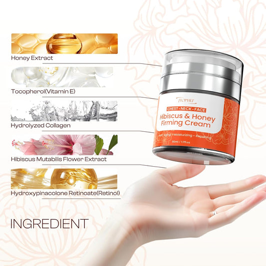 Hibiscus And Honey Firming Cream: Anti Aging Face Cream Reduces Wrinkles And Dryness Organic Neck Creams For Tightening And Firming Suitable For Face Neck And Shoulders