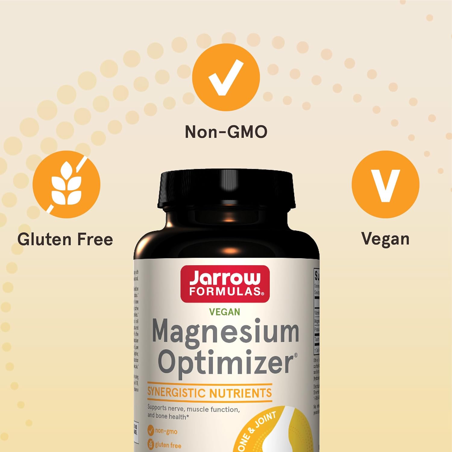 Jarrow Formulas Magnesium Optimizer, Dietary Supplement, Supports Nerve, Muscle Function and Bone Health, 200 Tablets, 100 Day Supply : Health & Household