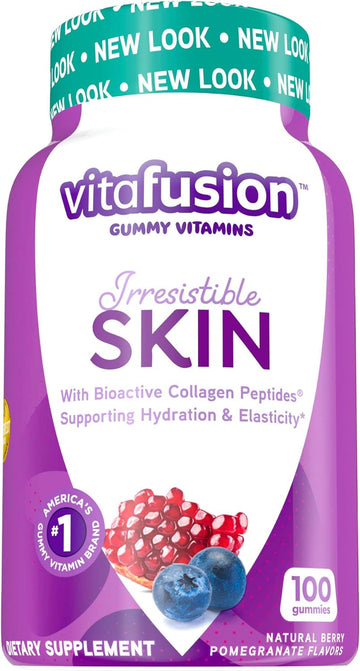 Vitafusion Irresistible Skin Gummy Vitamins, Berry, 100 Count