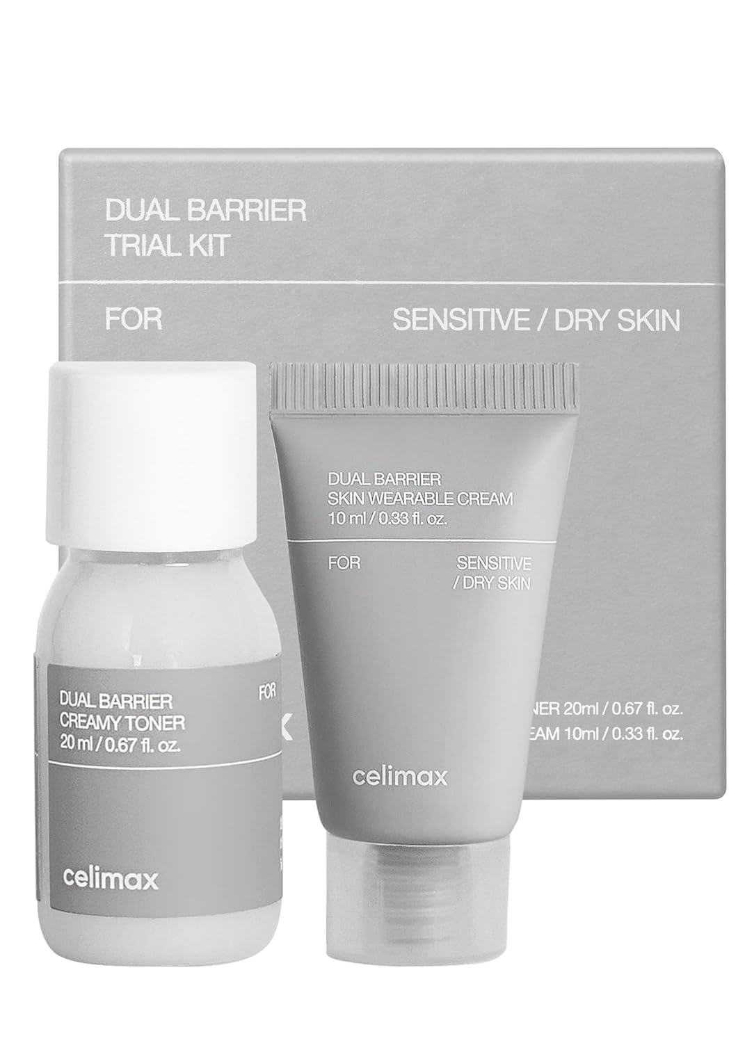 Celimax Dual Barrier Trial Kit Travel Size, Gift Set | With Creamy Toner & Skin Wearable Cream, Travel Size, Mini-Sized Gift Set, Ceramides, Peptide