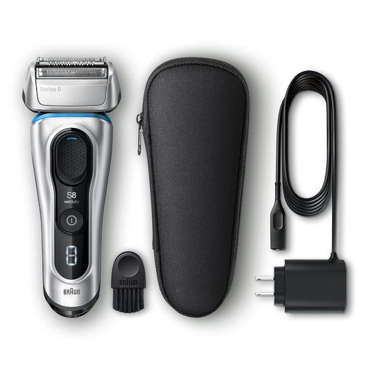 Braun Series 8 8330S Next Generation, Electric Shaver For Men, Rechargeable And Cordless Razor, Silver, Fabric Travel Case, Wet And Dry, Foil Shaver