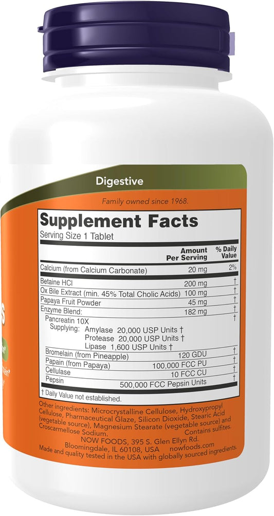Now Foods Supplements, Super Enzymes, Formulated With Bromelain, Ox Bile, Pancreatin And Papain, Super Enzymes, 90 Tablets