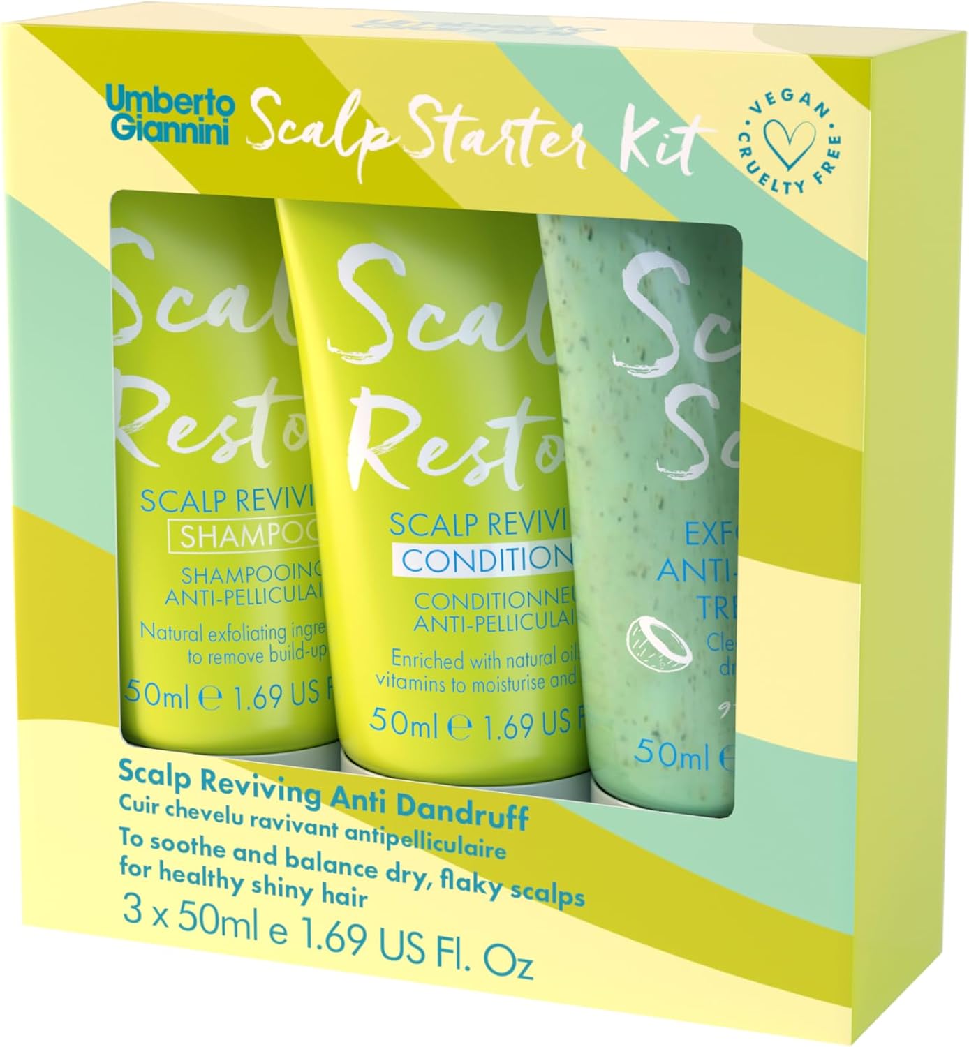 Scalp Restore Starter Kit - 3 X 50Ml Travel Scalp Restore Shampoo, Scalp Restore Conditioner And Exfoliating Scalp Scrub
