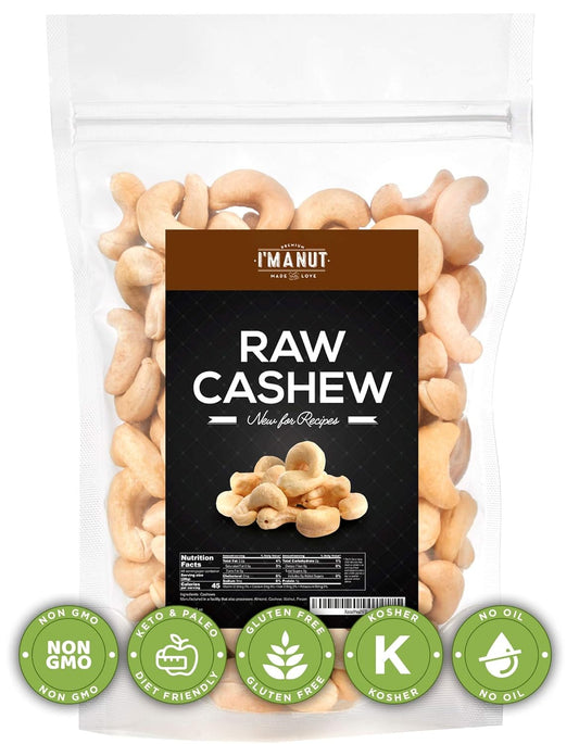 Raw Whole Unsalted Cashews 48Oz (3 Lb) 100% Natural | No Chemicals | Batch Tested Gluten & Peanut Free | Non-Gmo | Keto And Paleo Diet Friendly