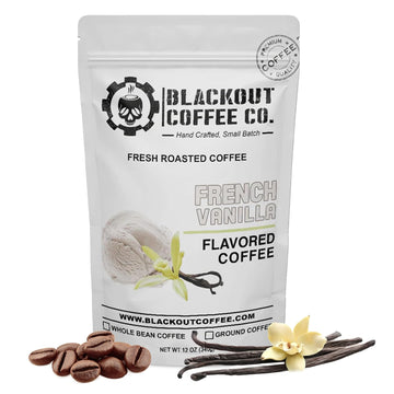 Blackout Coffee French Vanilla Flavored Coffee - Ground Coffee, Fresh Roasted In The Usa,12 Oz Pouch