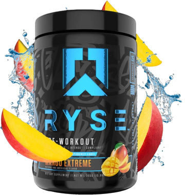 RYSE Up Supplements Project Blackout Pre Workout | Pump, Energy, and Strength | with Caffeine, Vitacholine, Nitrates, and Theobromine | 25 Servings (Mango Extreme)