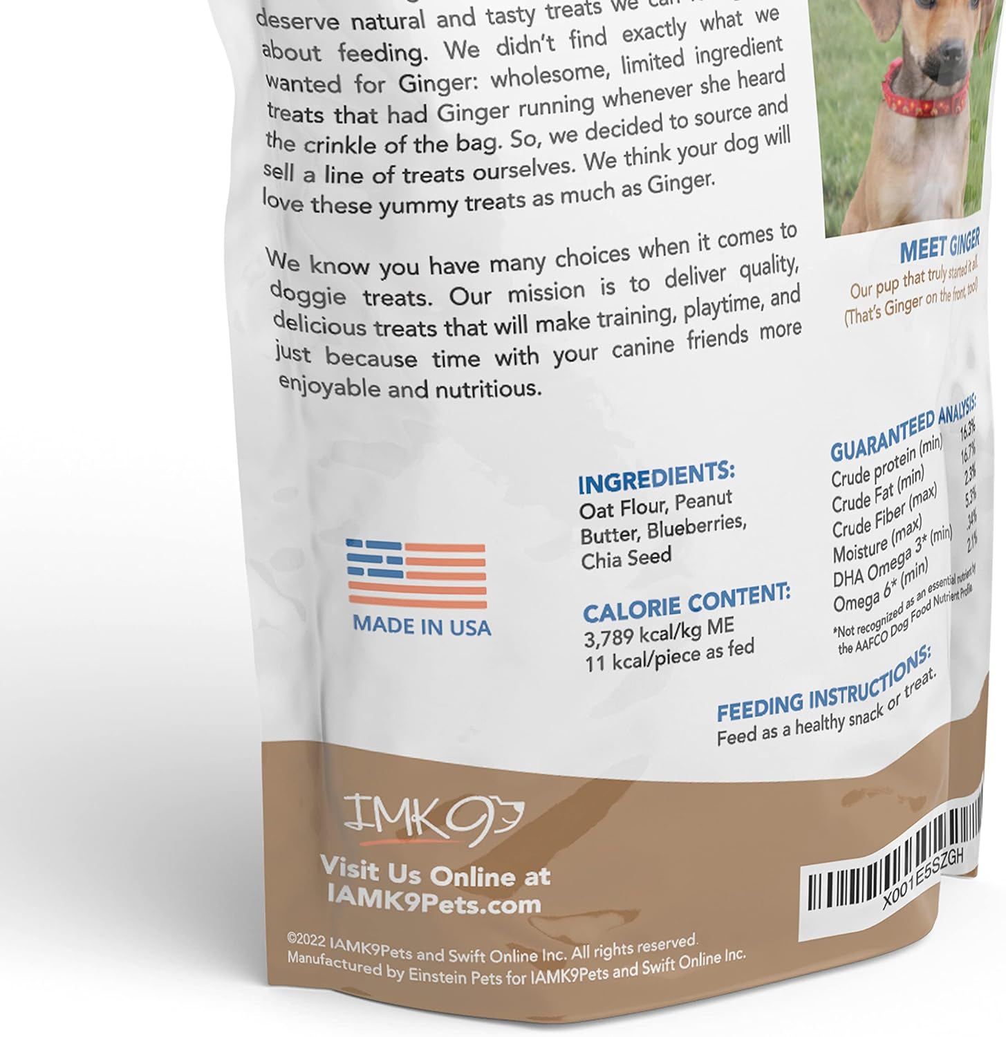 IMK9 All Natural Puppy Peanut Butter Training Treats - Low Calorie Dog Treats – Low Fat Diet for Pets - Vegetarian, Baked, Crunchy Biscuits - Heart Shaped, Healthy Fiber, No Grain-Gluten, Made in USA : Pet Supplies