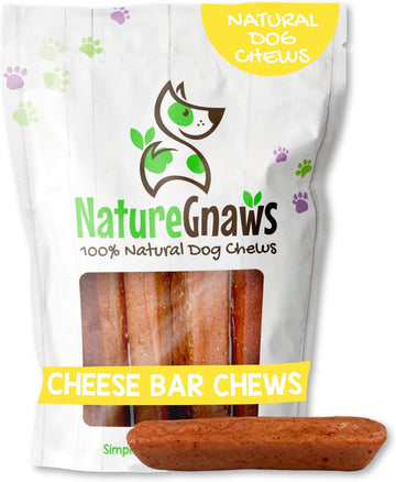 Nature Gnaws Chicken Cheese Bar Chews For Dogs (4 Count) – Hard Long Lasting For Aggressive Chewers - Rawhide Free Dog Chew Bones - Yak Alternative