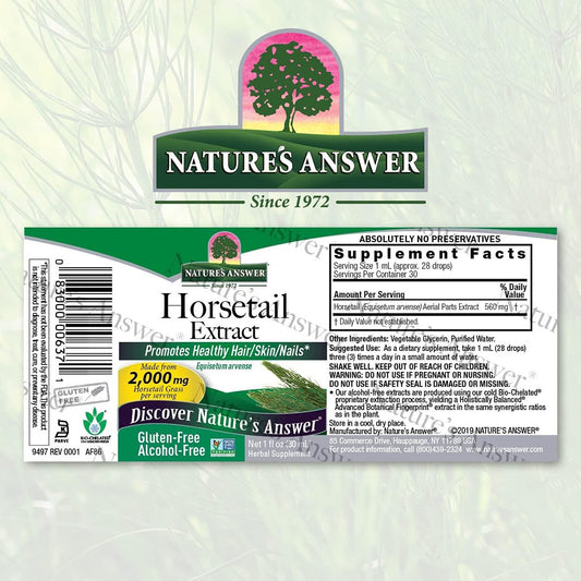 Nature'S Answer Horsetail Extract Alcohol Free 1 Oz Super Concentrated Promotes Healthy Hair, Skin & Nails
