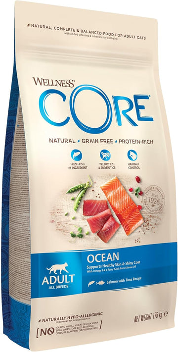 Wellness CORE Adult Ocean, Dry Cat Food, Cat Food Dry For Healthy Skin and Shiny Coat, Grain Free, High Fish Content, Salmon & Tuna, 1.75 kg?10715